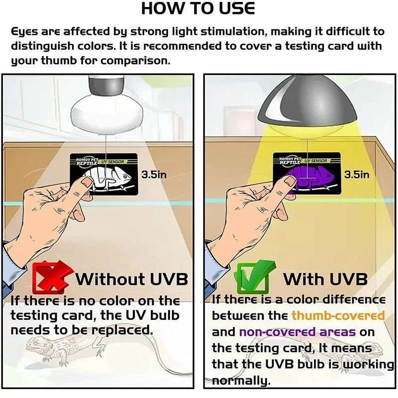 UVA UVB Fluorescent Lamp Tester Card For Reptile