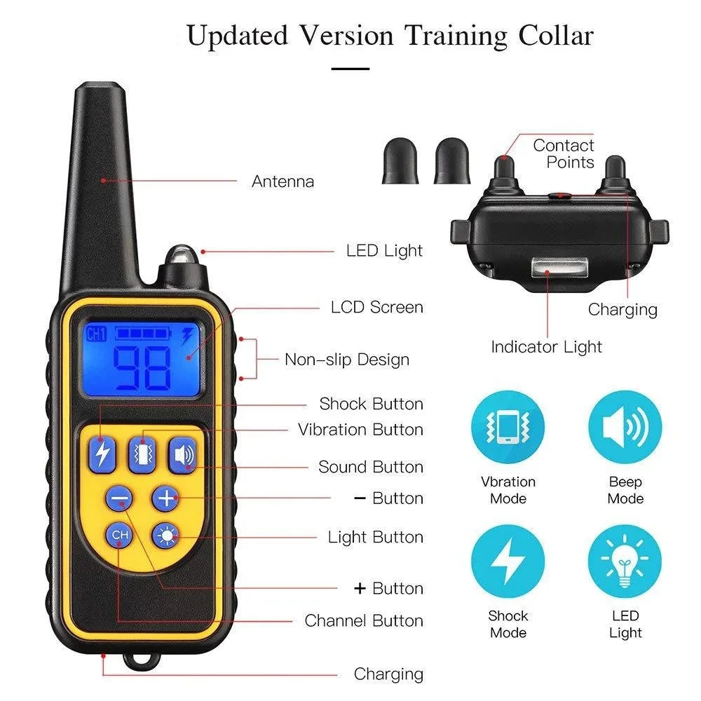 Rechargeable training dog collar with Shock Vibration Sound