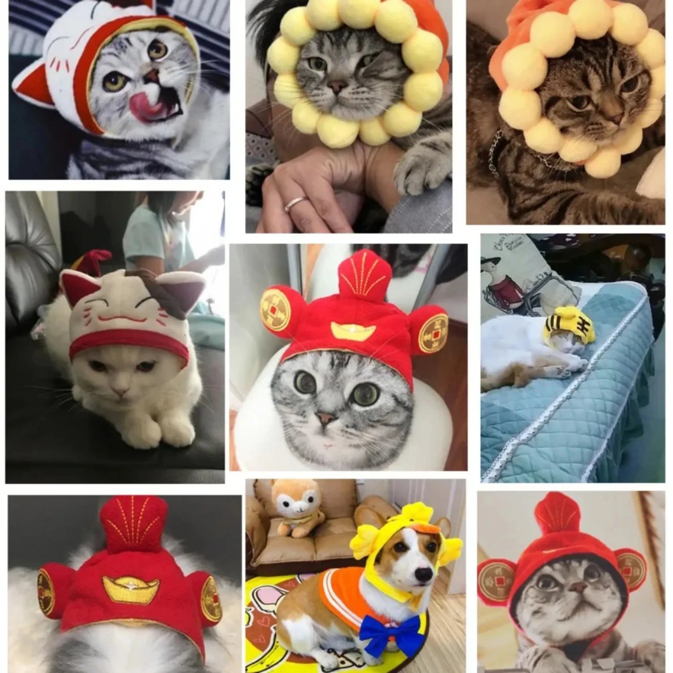 Funny Hat for Cat Dogs Sunflower Christmas Costume Pet Headwear Halloween Cosplay Keep Warm Theme Party Photo Prop Accessories