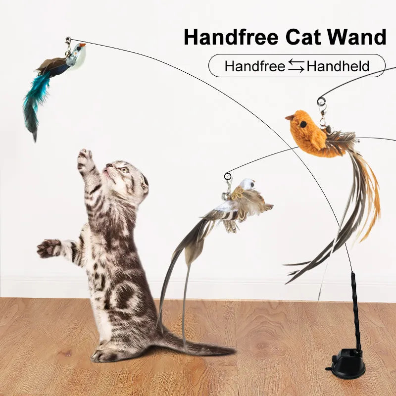Feather Cat Wand with Bell Powerful Suction Cup